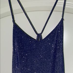 Long blue sparkly dress